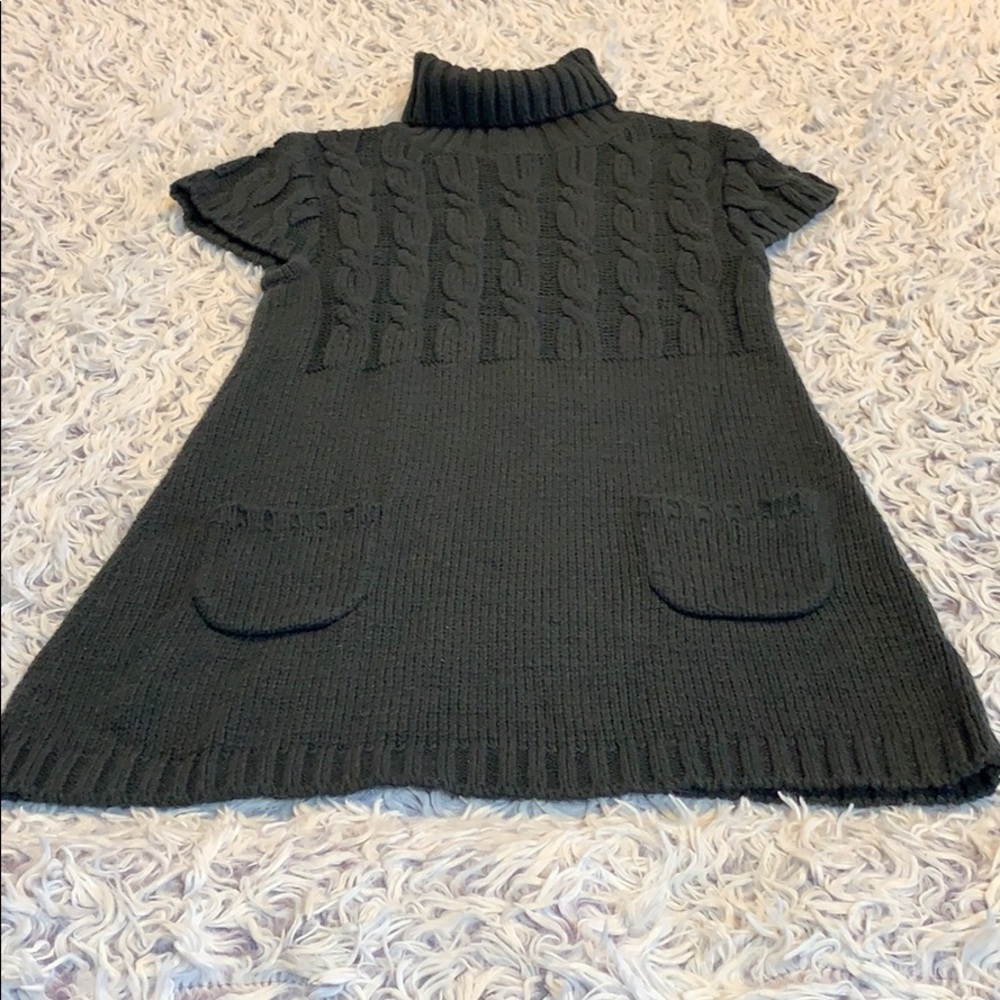 Short sleeve mock turtleneck dress with pockets, M